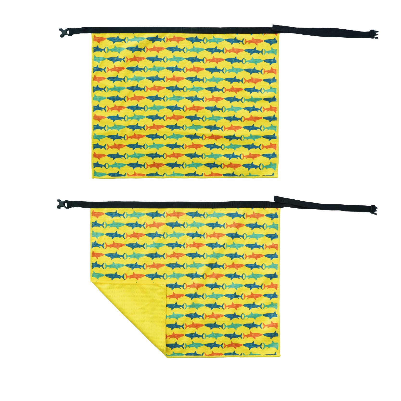 Custom Fishing Camping Sports Quick-drying Towel Super Absorbent Waffle Fishing Towel With Carabiner