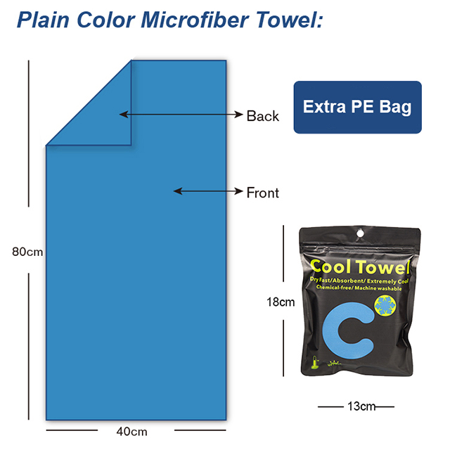 Stock cool towel with PE bag