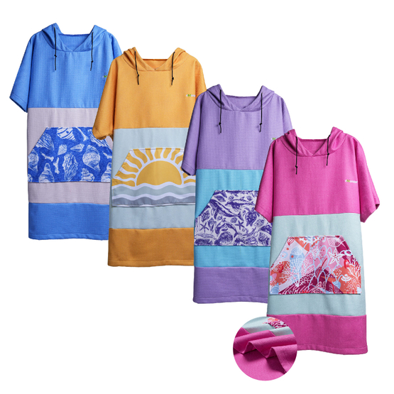 Custom Adult Beach Changing Poncho Quick Dry Microfiber Hooded Beach Towel With Logo
