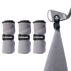 Custom Portable Magnetic Black Microfiber Golf Towel With Clip for Golf Carts and Bag