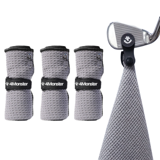 Custom Portable Magnetic Black Microfiber Golf Towel With Clip for Golf Carts and Bag