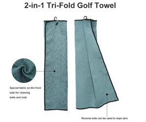 China Manufacturers Wholesale Custom Microfiber Sports Towel Tri-Fold Golf Towel Custom With Clip