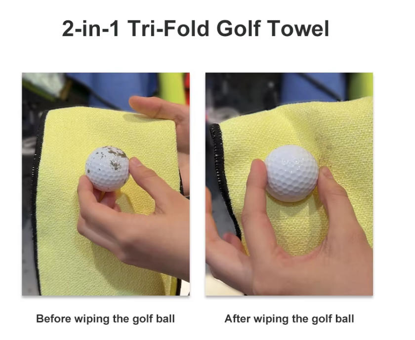 China Manufacturers Wholesale Custom Microfiber Sports Towel Tri-Fold Golf Towel Custom With Clip