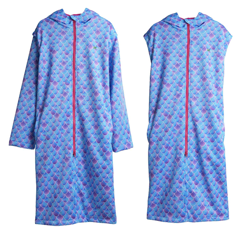Custom Printed Zipped up Hooded Swimming Beach Changing Robe for Kids Adult