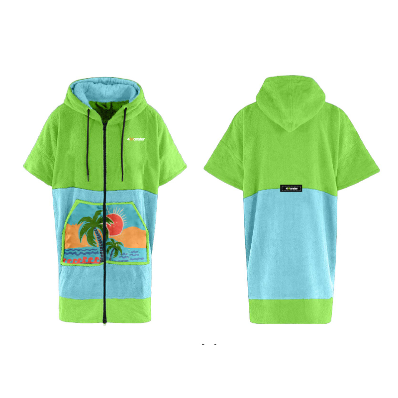 Custom Terry Hooded Beach Poncho Towel Surf Poncho Changing Robe for Adult