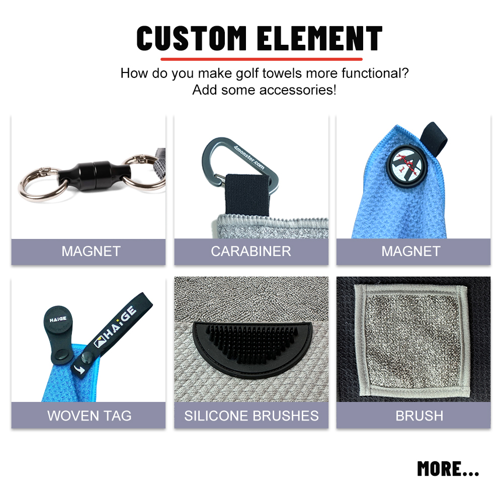 Free Design Luxury Golf Cleaning Towel Microfiber Waffle Golf Towel Custom Logo With Center Hole