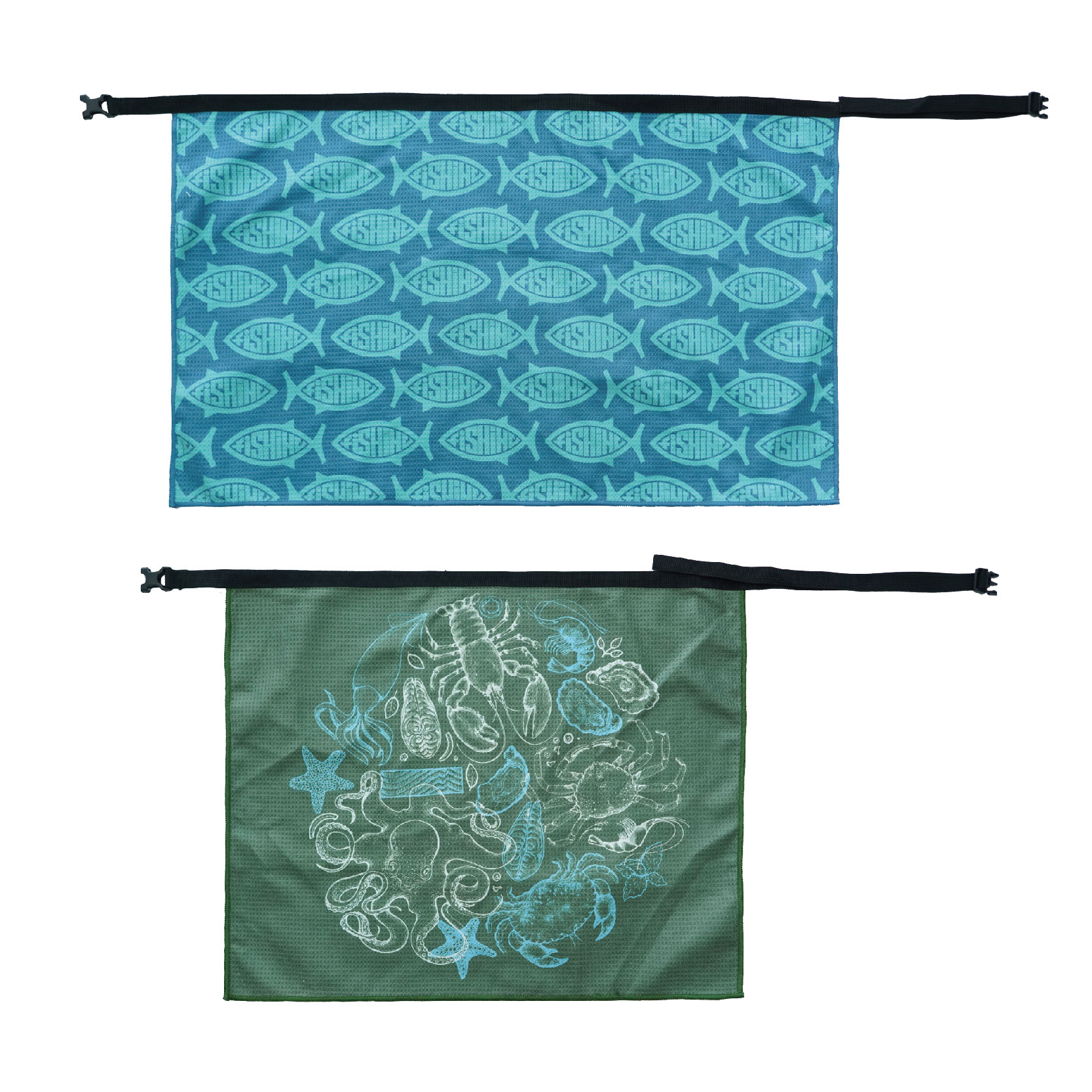 Custom Fishing Camping Sports Quick-drying Towel Super Absorbent Waffle Fishing Towel With Carabiner