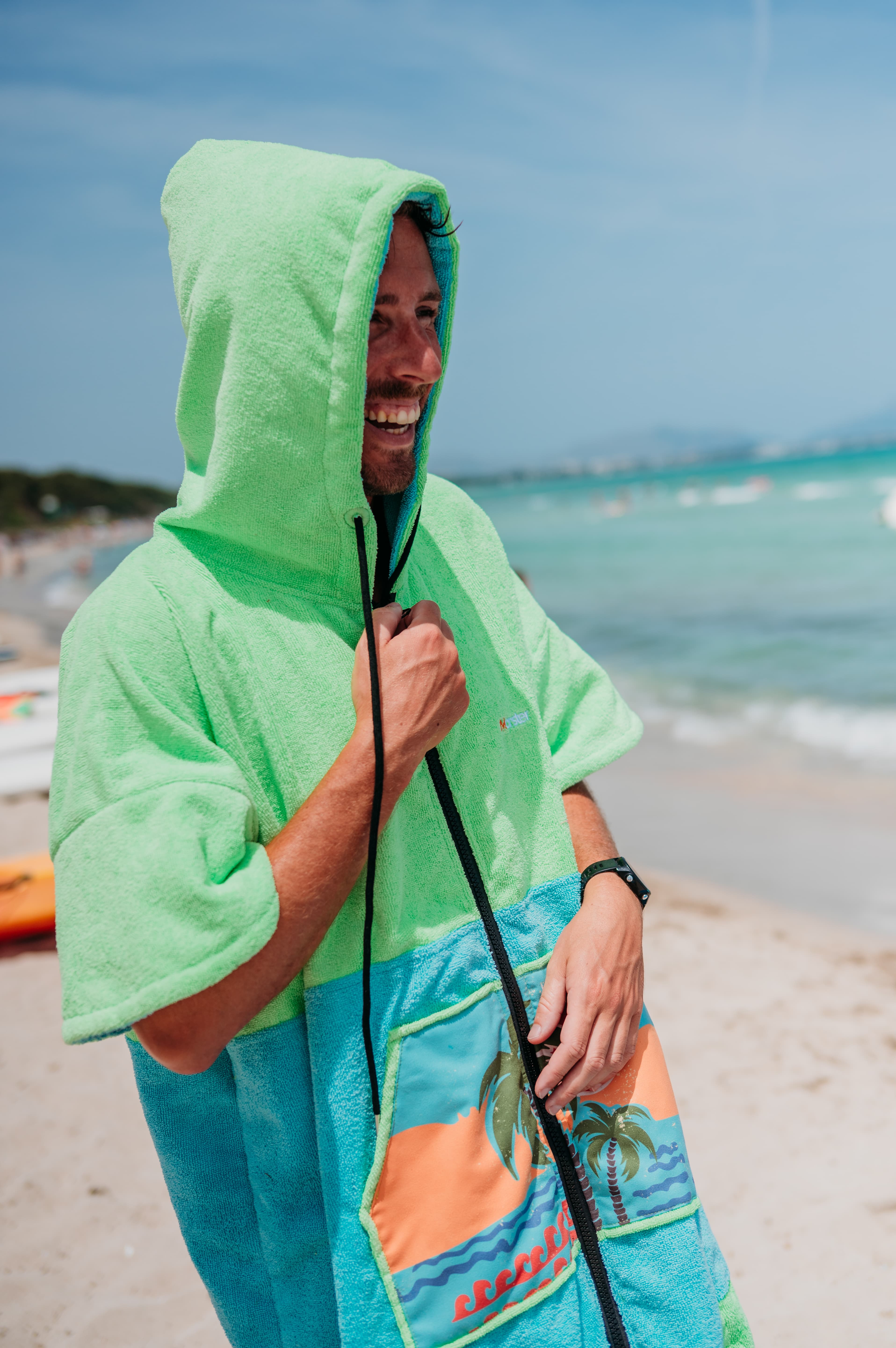 Custom Terry Hooded Beach Poncho Towel Surf Poncho Changing Robe for Adult