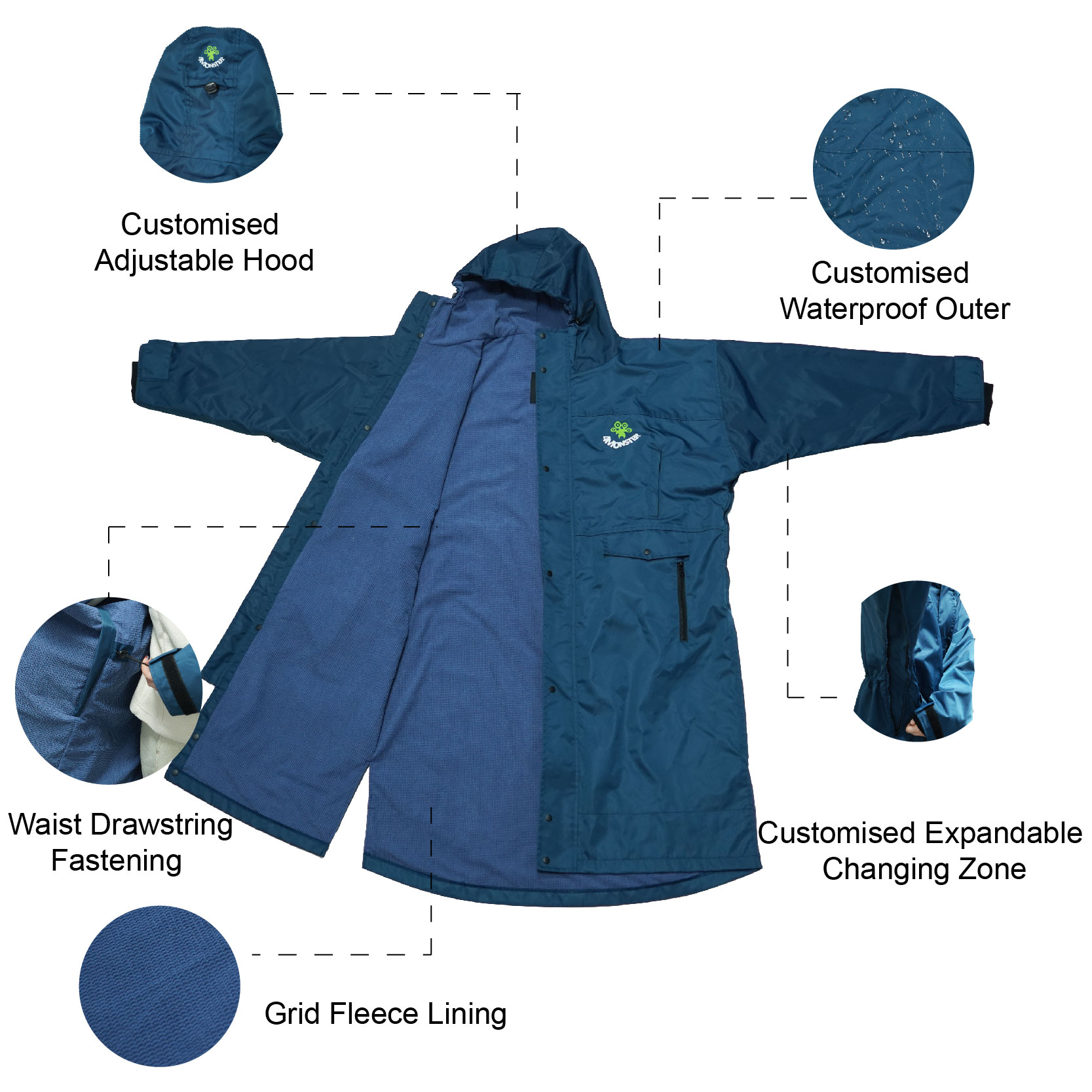 Custom Quick Dry Surf Poncho Warm Coat Waterproof Lightweight Changing Robe For Adult