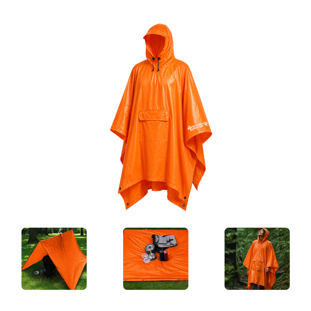 Custom Packable Printed Rain Poncho Lightweight Outdoor Raincoat