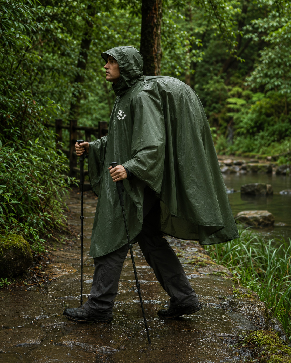 Custom Backpack Rain Poncho Waterproof Hiking Camping Raincoat